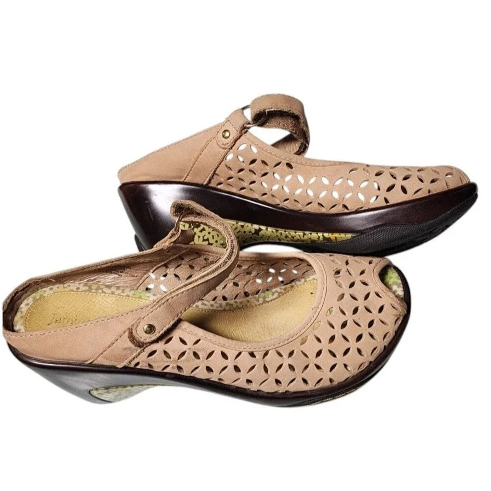 Jambu 'Journey Encore' Wedge Mary Jane Clogs Size 7 Boho Artsy Leather Y2K